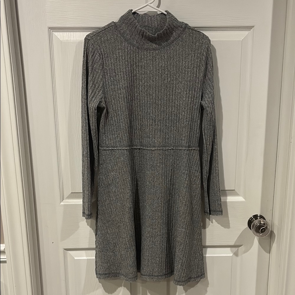 NWOT! Super soft Gray Ribbed Knit Turtleneck Dress